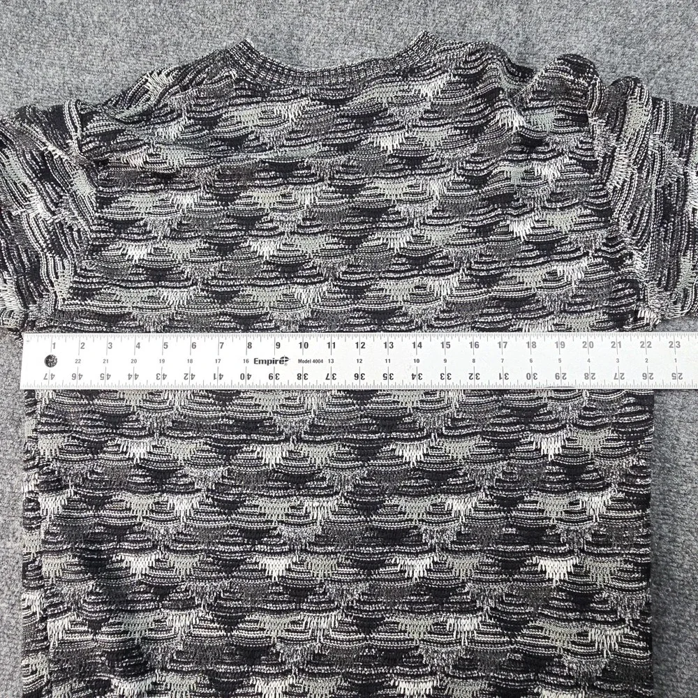 Toscano Italy 3D Textured Knit Sweater Mens M Black Gray Crewneck Coogi Style